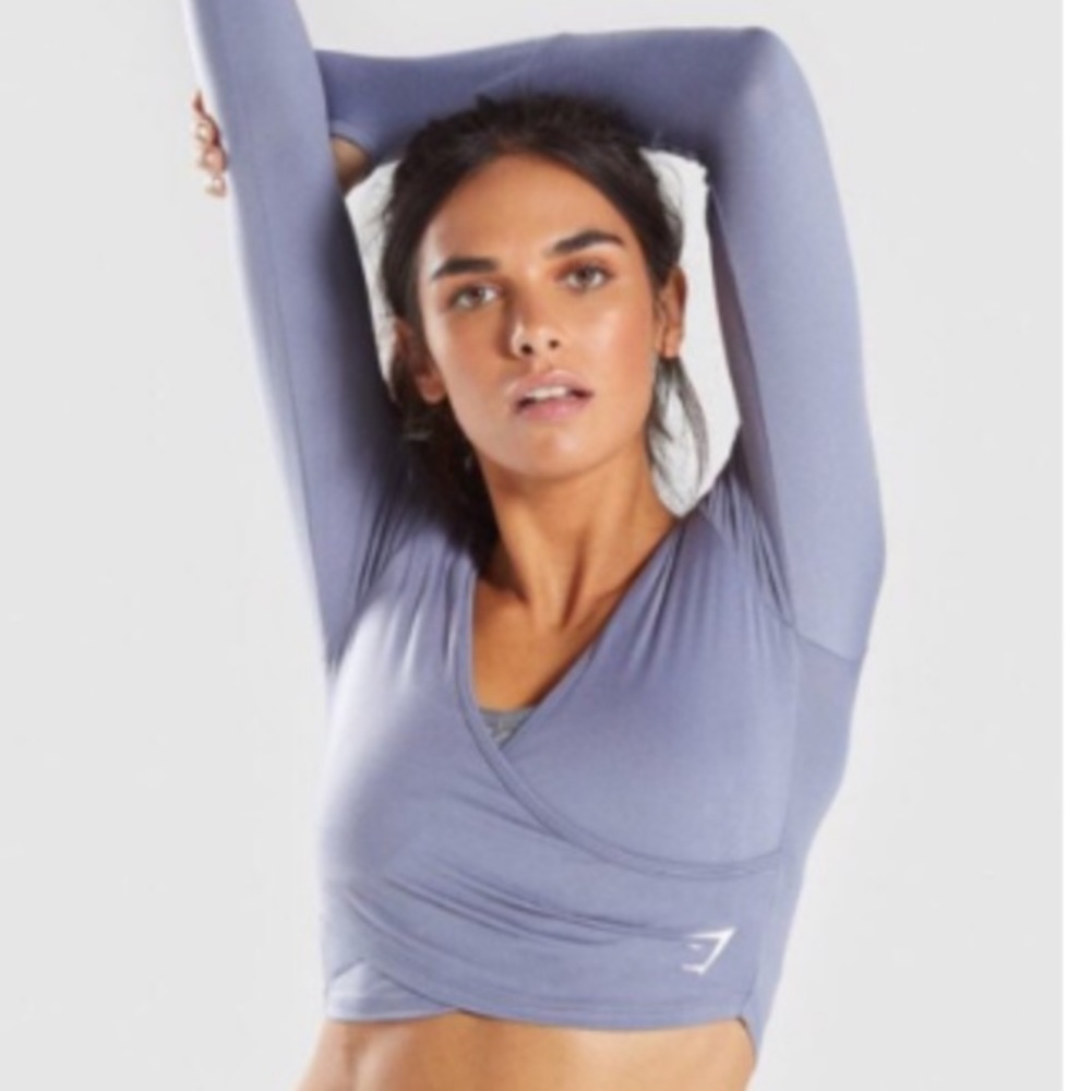 Maroon gymshark workout crop wrap style